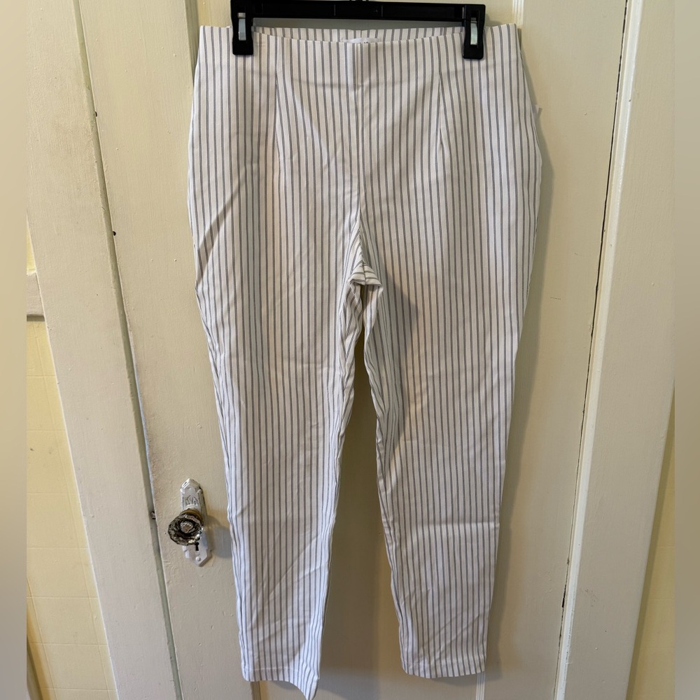 Calvin Klein white striped pants